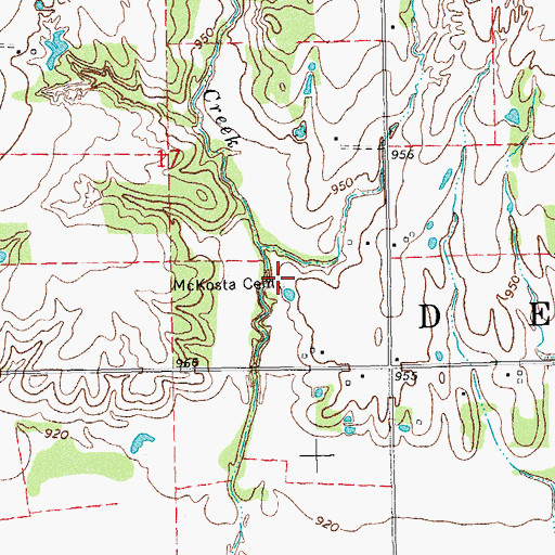 Topographic Map of McKosta Cemetery, OK