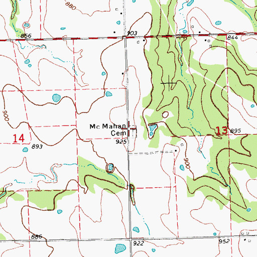 Topographic Map of McMahan Cemetery, OK