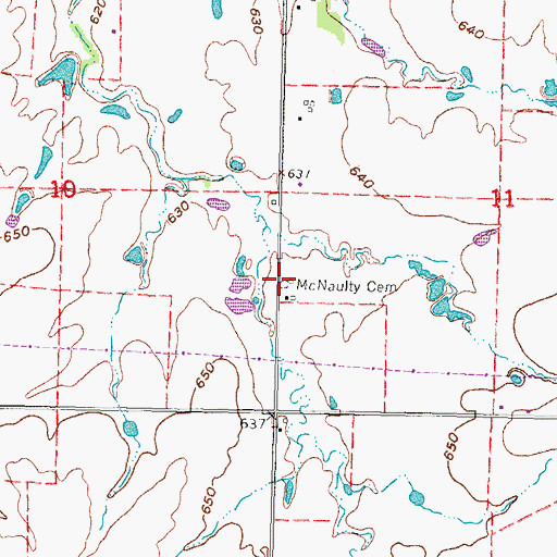 Topographic Map of McNaulty Cemetery, OK