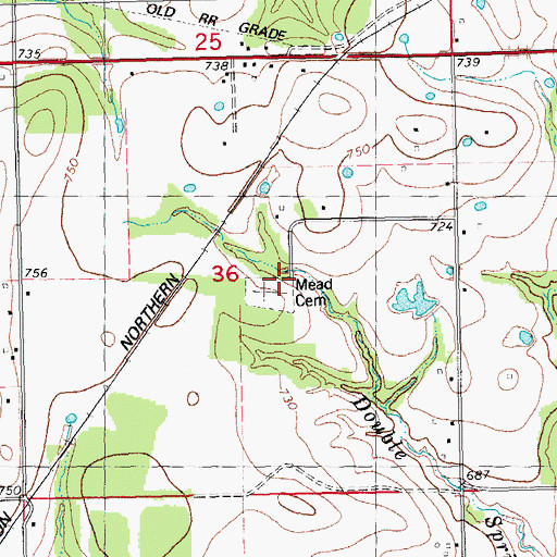Topographic Map of Mead Cemetery, OK
