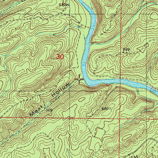 Topographic Map of Meat Hollow, OK