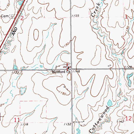 Topographic Map of Medford Church, OK