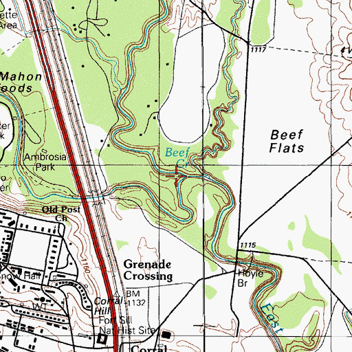 Topographic Map of Medicine Creek, OK
