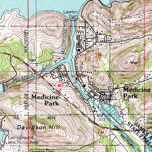 Topographic Map of Medicine Park, OK