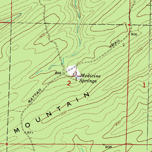 Topographic Map of Medicine Springs, OK