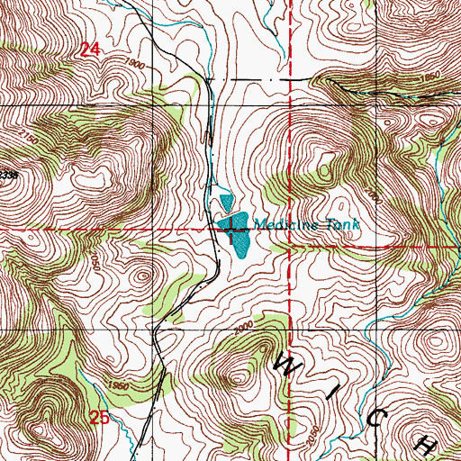 Topographic Map of Medicine Tank, OK