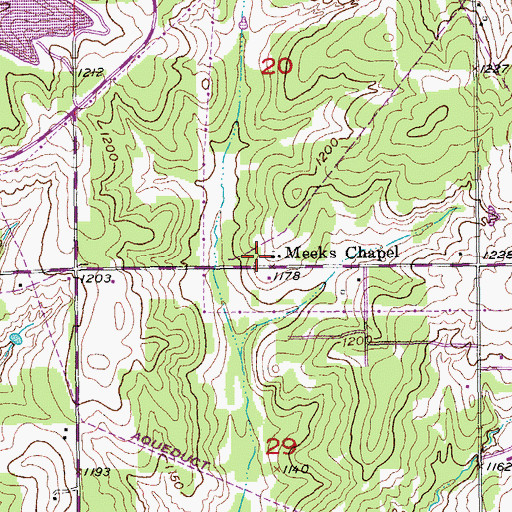 Topographic Map of Meeks Chapel, OK