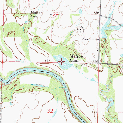 Topographic Map of Melton Lake, OK