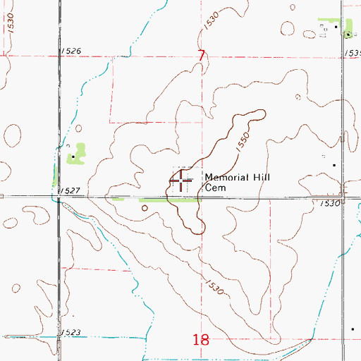 Topographic Map of Memorial Hill Cemetery, OK