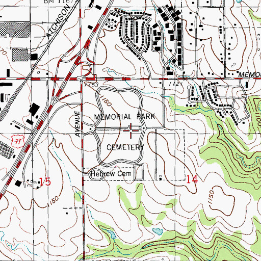 Topographic Map of Memorial Park Cemetery, OK