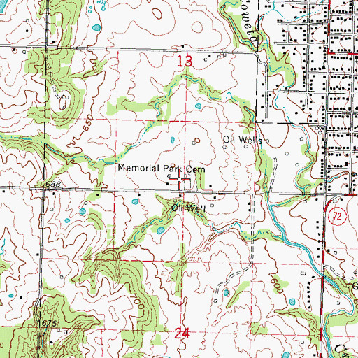 Topographic Map of Memorial Park Cemetery, OK