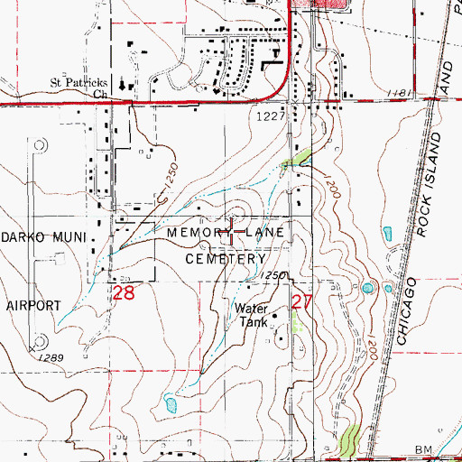 Topographic Map of Memory Lane Cemetery, OK
