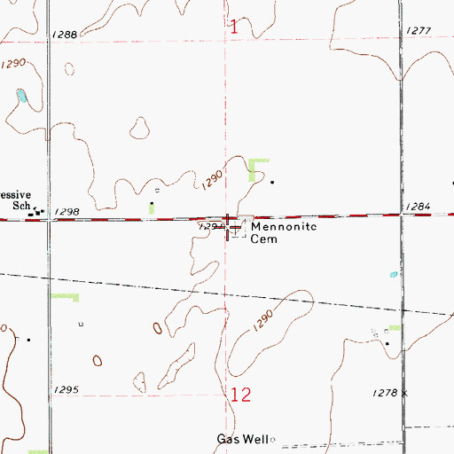 Topographic Map of Mennonite Cemetery, OK