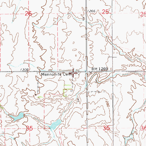 Topographic Map of Mennonite Cemetery, OK