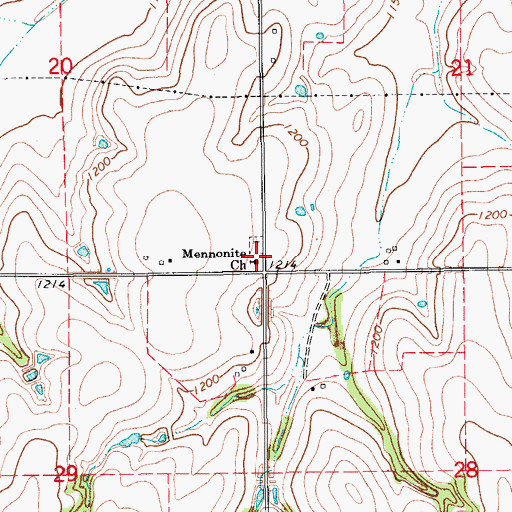 Topographic Map of Mennonite Church, OK