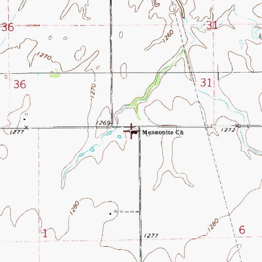 Topographic Map of Mennonite Church, OK