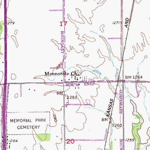 Topographic Map of Mennonite Church, OK