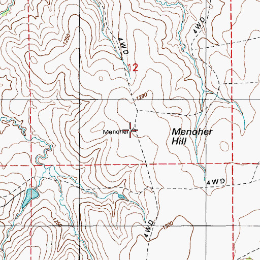 Topographic Map of Menoher Hill, OK
