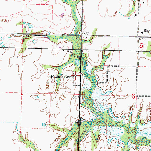 Topographic Map of Moore Cemetery, OK