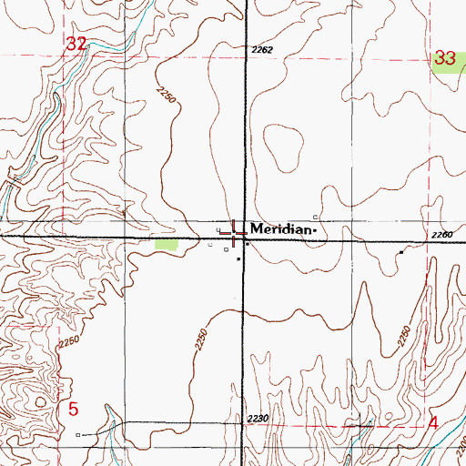 Topographic Map of Meridian, OK
