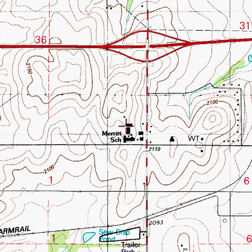 Topographic Map of Merritt High School, OK
