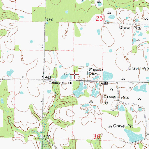 Topographic Map of Messer Cemetery, OK