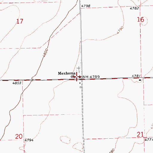 Topographic Map of Mexhoma Church, OK