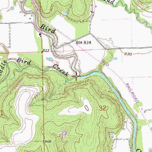 Topographic Map of Middle Bird Creek, OK