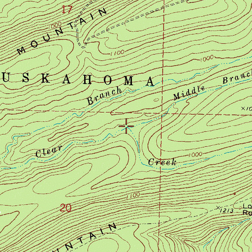 Topographic Map of Middle Branch Clear Creek, OK