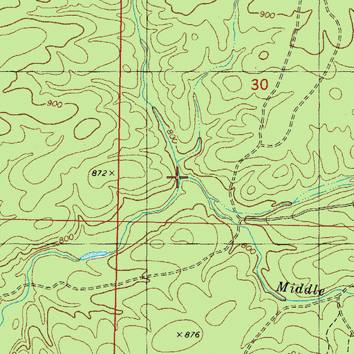Topographic Map of Mud Creek, OK