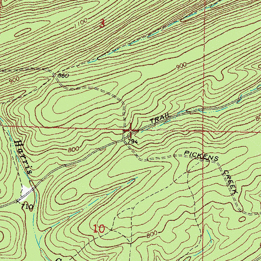 Topographic Map of Middle Harris Trail, OK