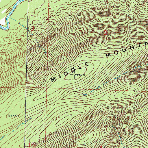 Topographic Map of Middle Mountain, OK