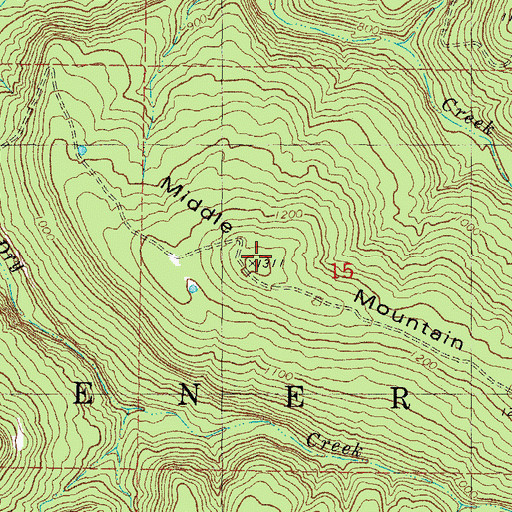 Topographic Map of Middle Mountain, OK