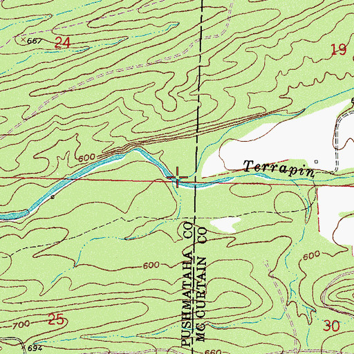 Topographic Map of Middle Terrapin Creek, OK