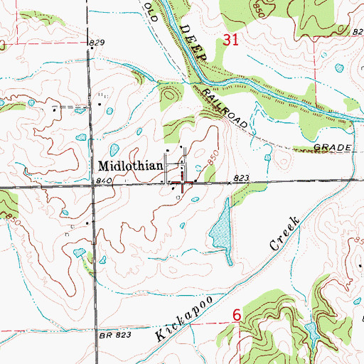 Topographic Map of Midlothian, OK