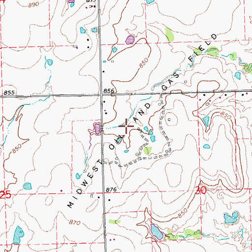 Topographic Map of Midwest Oil and Gas Field, OK