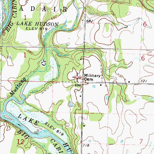 Topographic Map of Military Cemetery, OK