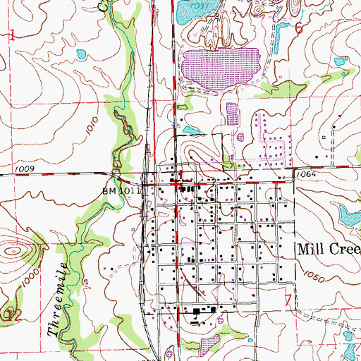 Topographic Map of Mill Creek, OK