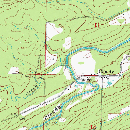 Topographic Map of Mill Creek, OK