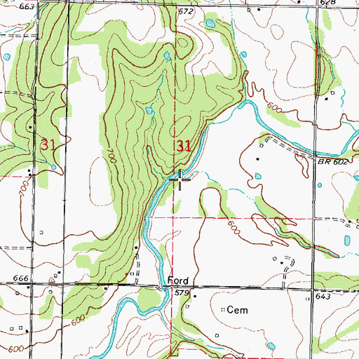 Topographic Map of Mill Creek, OK