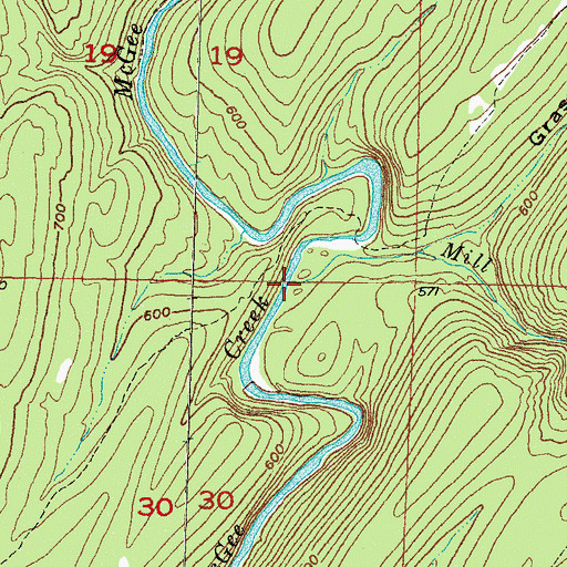 Topographic Map of Mill Creek, OK