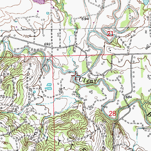 Topographic Map of Mill Creek, OK