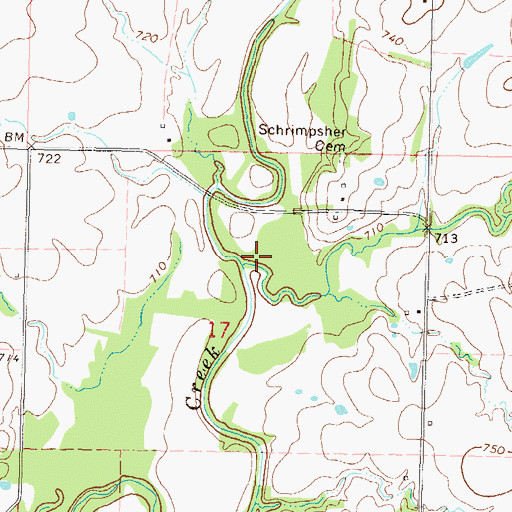 Topographic Map of Mill Creek, OK