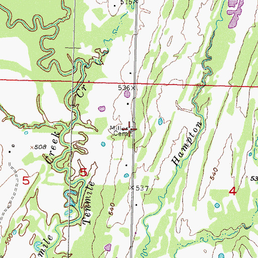 Topographic Map of Miller Cemetery, OK
