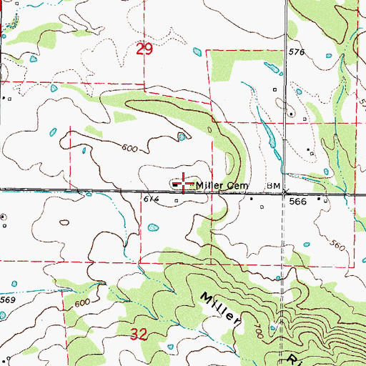Topographic Map of Miller Cemetery, OK