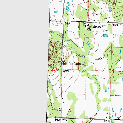 Topographic Map of Miller Cemetery, OK