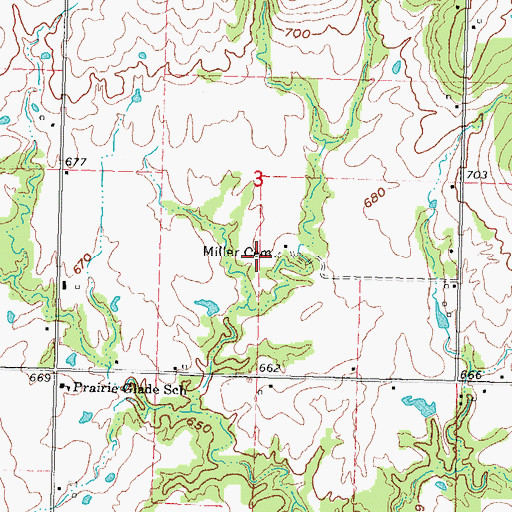 Topographic Map of Miller Cemetery, OK