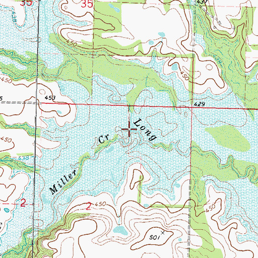 Topographic Map of Miller Creek, OK