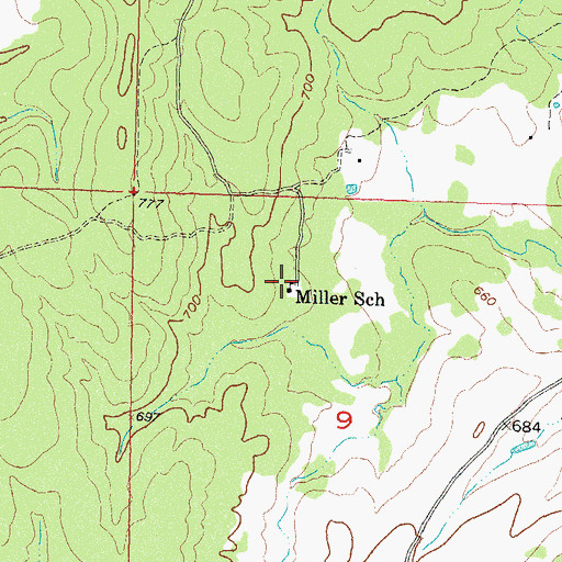 Topographic Map of Miller School, OK