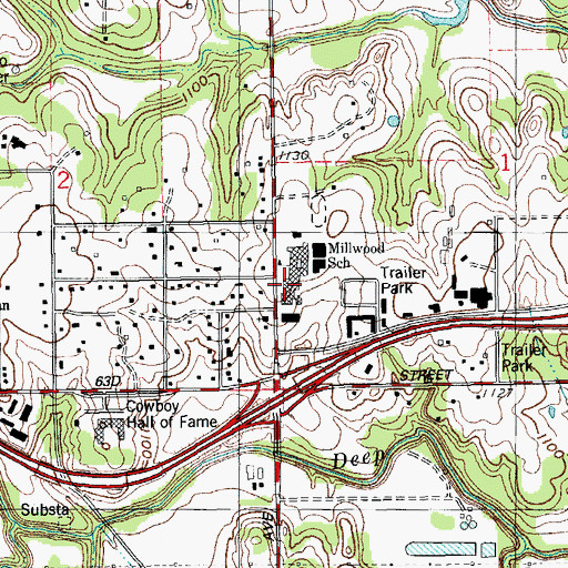 Topographic Map of Millwood Elementary School, OK